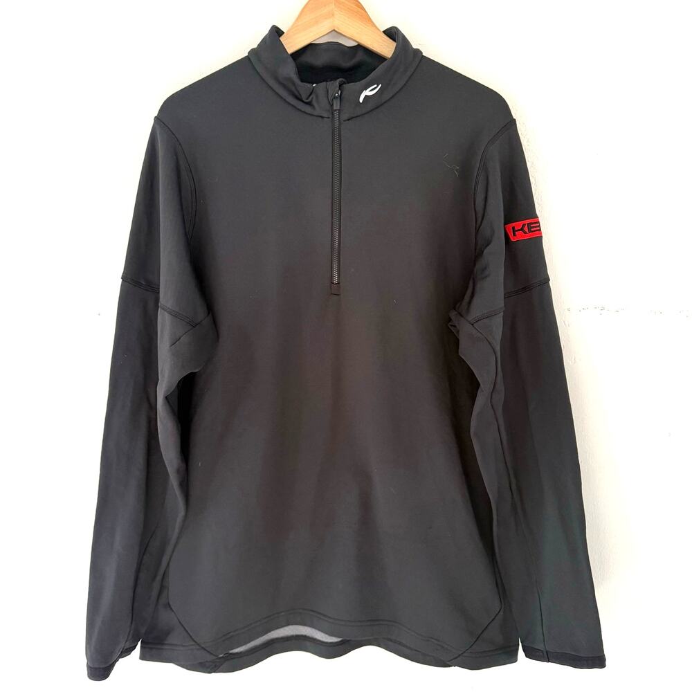 Kjus Diamond Fleece Half Zip Long Sleeve Shirt Men’s Size XL Black‎